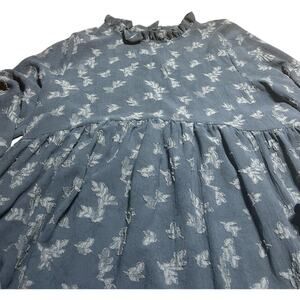 Women's Blue Ruffled Top